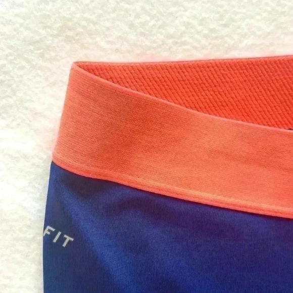 NIKE Pro DriFit Blue/Orange Highrise Compression Athletic Shorts Size M - Picture 5 of 12